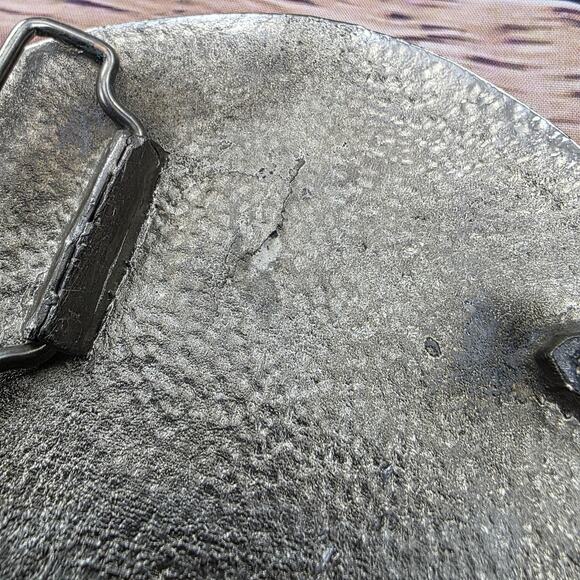 Vintage Handcrafted Inlay Belt Buckle Silver Tone Turquoise Eagle Western 3 Inch - Picture 9 of 11